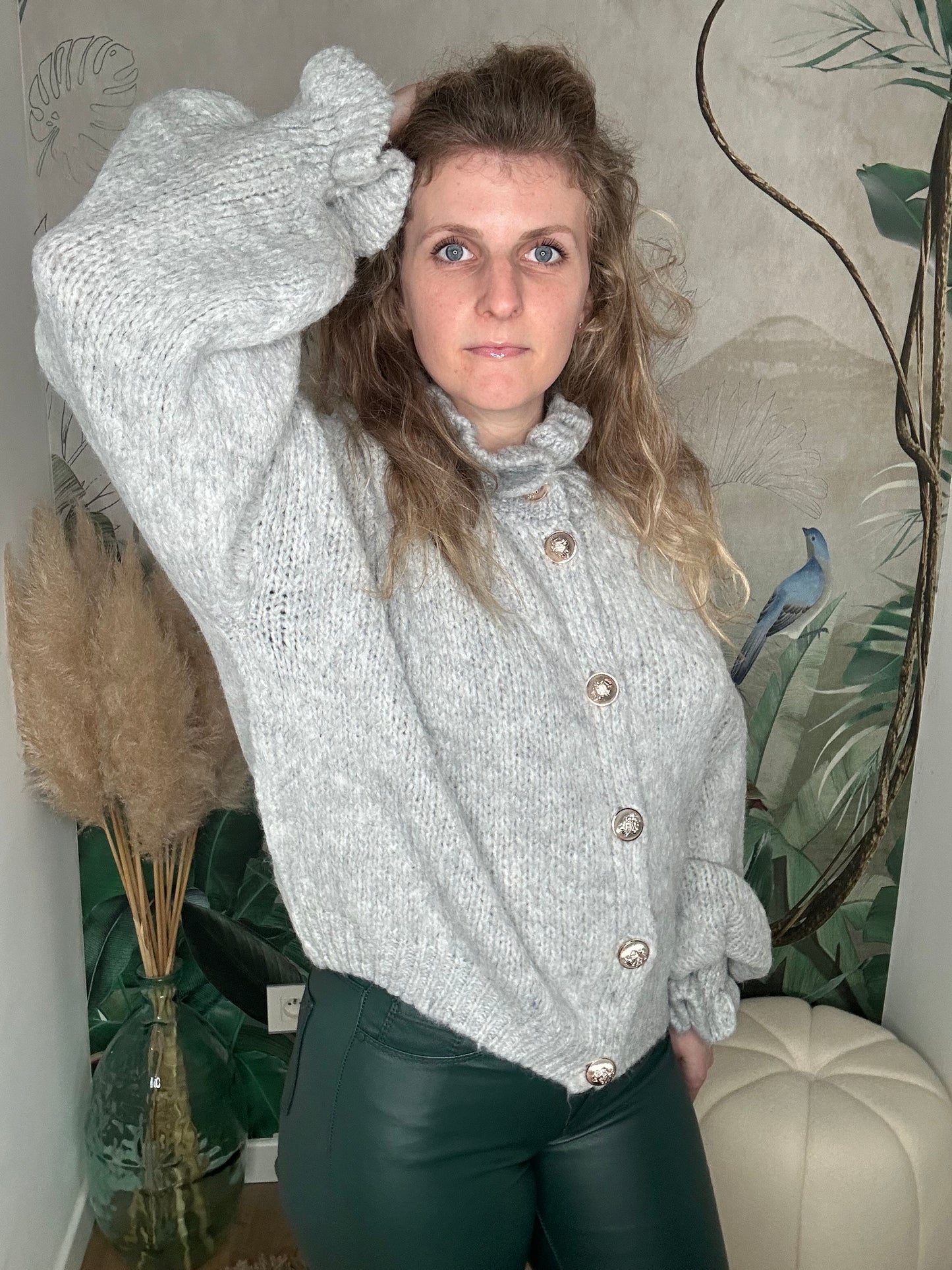 Cardigan fluffy gris