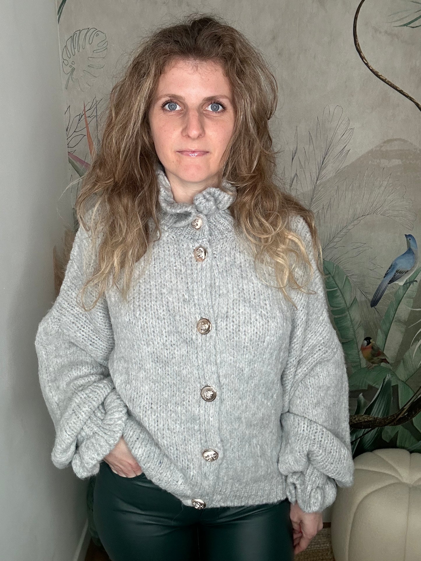 Cardigan fluffy gris