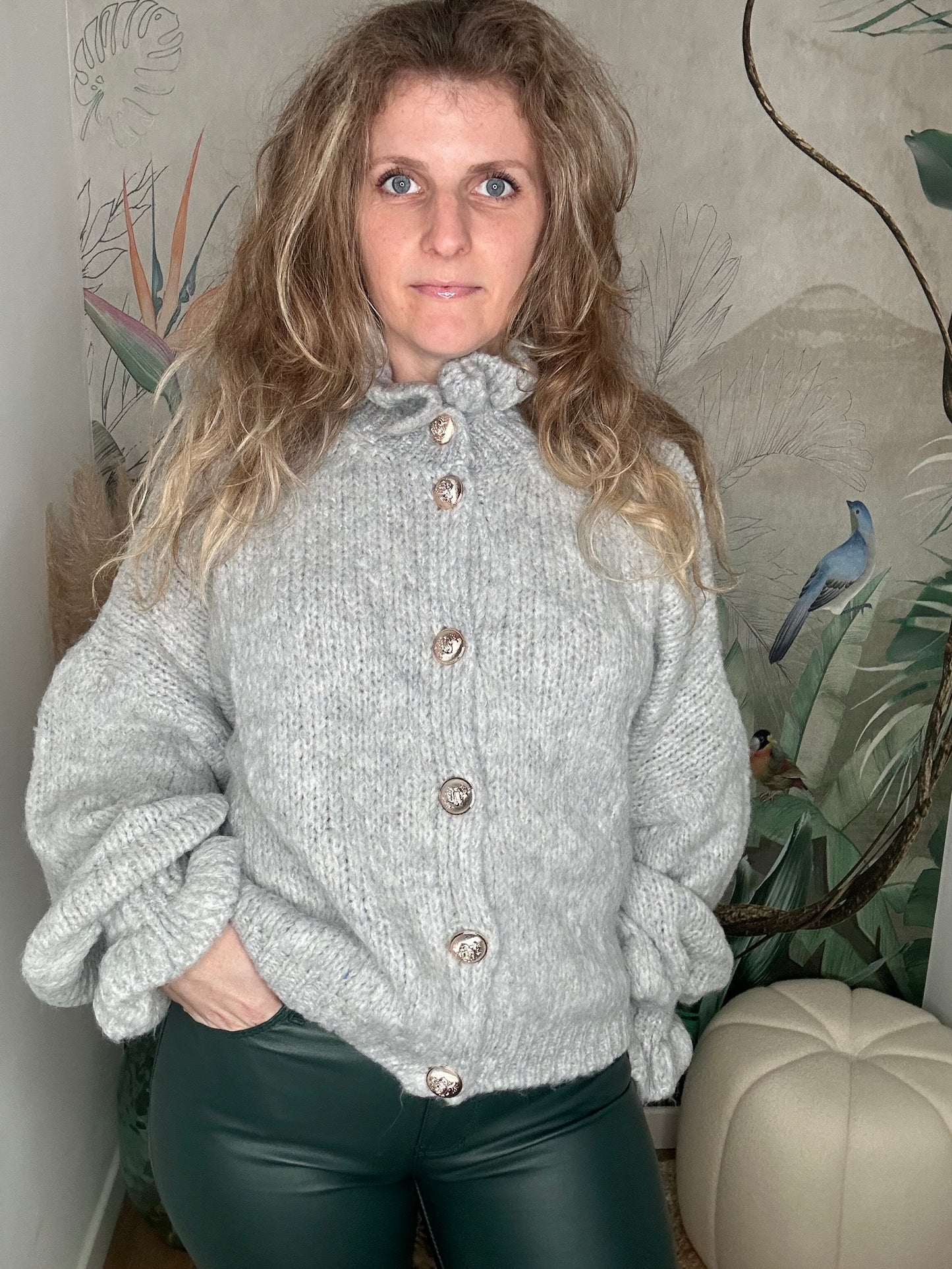 Cardigan fluffy gris